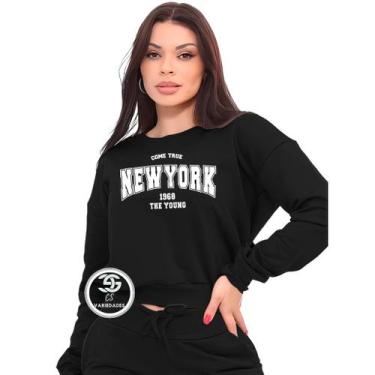 Imagem de Moletom Feminino Personalizado New York Modelo Gola Careca Blusa de fr