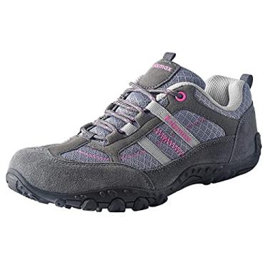 Imagem de Knixmax Tênis feminino de caminhada leve antiderrapante escalada trekking tênis para mulher acampamento mochila ao ar livre sapato de caminhada cinza tamanho 10 EUA/UE 41