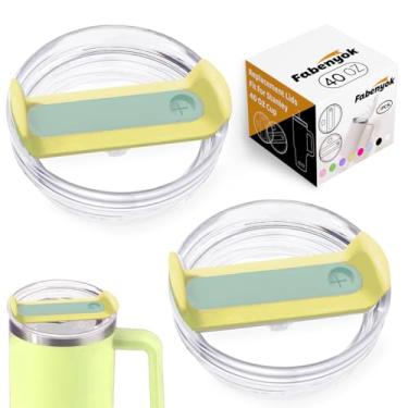Imagem de Fabenyok Tampa de copo de substituição de 1,134 g para copo Stanley, pacote com 2 tampas de substituição transparentes adequadas para copo de viagem Stanley, capas de copo à prova de derramamento para