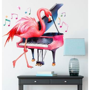 Imagem de Adesivos de parede adoráveis para piano, decoração de animais fofos, vinil à prova d'água, murais de papel de parede removíveis para berçário, crianças, quarto de bebê, banheiro, sala de aula
