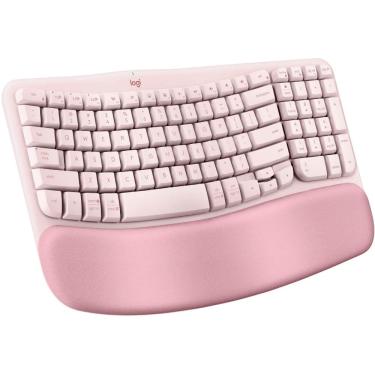 Imagem de Logitech - Teclado ergonômico sem fio Wave Keys para Windows/Mac com apoio para as mãos integrado - Rose-920-012276