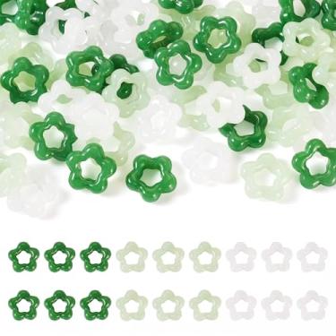 Imagem de Beadthoven Berloques de flores de vidro de 3 cores 12,5 mm Imitação de pingentes de cristal de jade para pulseiras, pingentes de flores vazadas, pingentes de pedra de furo grande para colar, brincos,