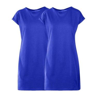 Imagem de Kit 2 Vestidos Feminino Estilo Camiseta  Moda Básico Slim Fitness, Azu