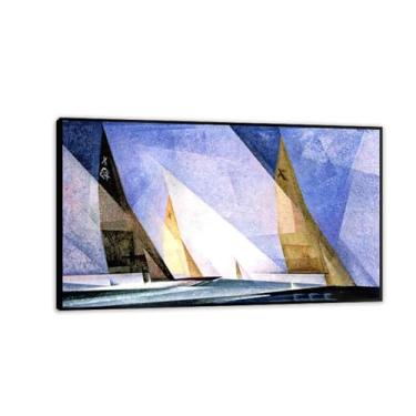 Imagem de Lionel Feininger Arte de parede chegando a vapor reprodução em tela Lyonel Feininger pintura pôster giclee decoração de parede 70 x 40 cm (28 x 16 pol) moldura preta