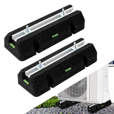 Imagem de POIUNA Pacote com 2 mini blocos divididos para 9000-36000BTU, base de borracha à prova de choque, kit de almofada de ar condicionado resistente, carga máxima de 544 kg para unidades condensadoras
