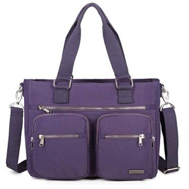 Imagem de La Packmore Bolsa de ombro de nylon repelente de água, bolsa para laptop, professor, enfermeira, mala, bolsa clínica, Lavanda, 14-Inch