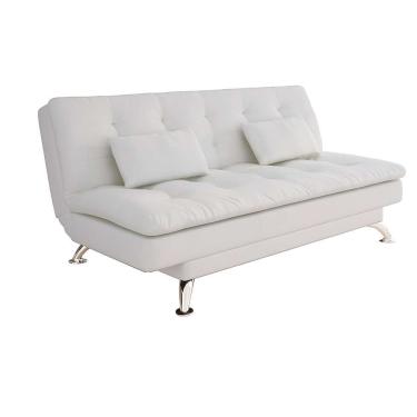 Imagem de Sofá-Cama 3 Lugares Casal Premium Couro Sintético Branco