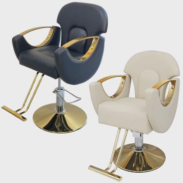 Imagem de Cadeira Poltrona Salão de Beleza Maquiagem Fixa Dourada Luxo Moderna Importway Iwcsb