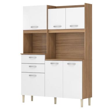 Imagem de Cozinha Compacta Harmonia 6 Portas 2 Gavetas Amêndola Touch Branco 96201 Demóbile