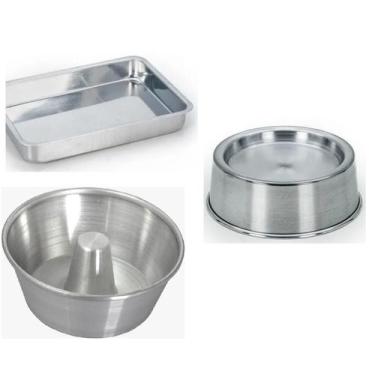 Imagem de Kit Com 3 Formas Forma de Bolo Piscina+Forma Retangular+Forma de Pudim