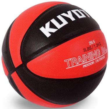 Imagem de KUYOTQ Basquete com peso de 1,4 kg, 75 cm, couro composto, para uso interno e externo, para melhorar o manuseio da bola, drible, passes e habilidades de rebote (esvaziado, tamanho 7)