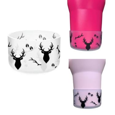 Imagem de ROYALTY ESSENTIALS Botas protetoras de silicone para garrafas de água Stanley fofas com capa de manga antiderrapante para garrafas de água servem para base de 7 a 7,5 cm (veado de bota transparente)