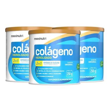 Imagem de Kit 3 Colágeno Hidrolisado Sabor Original Lata 250g Maxinutri-Unissex