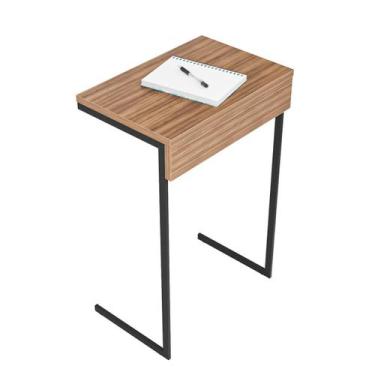 Imagem de Mesa Apoio Lateral Sofá Vintage Aço E Madeira Linda - Di Carlo, Noguei