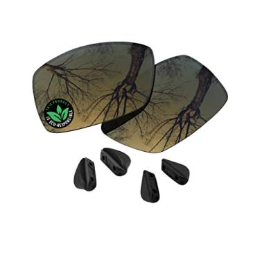 Imagem de Raydi Lentes de reposição de policarbonato e protetores de nariz para óculos de sol retangulares Oakley Straightlink OO9331 - Bronze Dourado espelhado - Polarizado