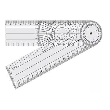 Imagem de Regua Goniometro para Ortopedia Fisioterapia Acrílico Cristal, 200 x 45 mm Kit 5 Unidades (5)