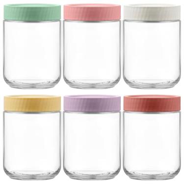 Imagem de Danmu Recipientes De 16 Oz Para Aveia Noturna Com Tampa, Preparação Refeições, Pacote 6, Potes Vidro Tampa Lanche, Noturna, Iogurte, Parfait, Sopa, Smoothies, Salada 100% À Prova Vazamento, Lavável