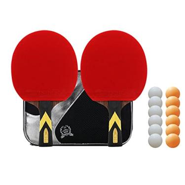 Imagem de Raquete profissional de pingue-pongue com 2 tacos e 12 bolas em bolsa de transporte, tacos de tênis de mesa e bolas com estojo ideal para 2 jogadores (cor: B)