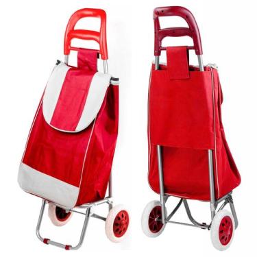 Imagem de Sacola Carrinho De Feira Com Rodinhas Resistente Suporta 30kg Dobravel