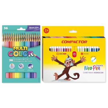 Imagem de Kit Lápis de cor Multi Color EcoLápis com 36 cores + 24 canetinhas gig