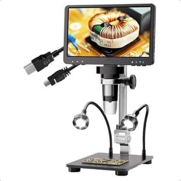 Imagem de Microscópio Digital 1200x LCD 7" Full HD 1080p – Bateria Recarregável, LED Regulável, Ideal para Manutenção Eletrônica e Reparo de Celulares - Bivolt