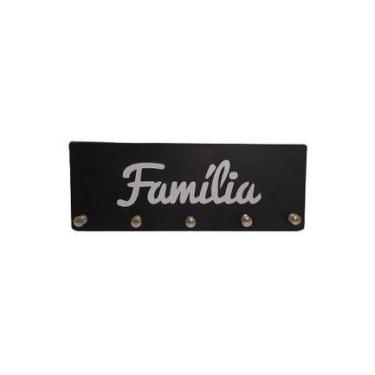 Imagem de Porta Chaves Família /Fé/ Gratidão /Amor /Love /Home em MDF 6mm Preto-