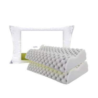 Imagem de Travesseiro Ortopédico Magnetico com Infravermelho Terapêutico Pillow Anatômico Anti Ronco + CAPA IMPERMEÁVEL(2 TRAVESSEIROS CERVICAL)