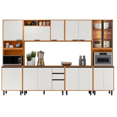 Imagem de Poliman Móveis - Cozinha Modulada Ravena 6 Peças 15 Portas com Paneleiro Duplo e Cristaleira Poliman Móveis