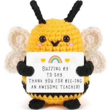 Imagem de LEJIAJINW Thank You Teachers Appreciation Gifts, Teacher End of Year Teacher's Day for Mentor English Math Science Dance Teacher Graduation Gift 2025, Cute Tiny Positive Crochet Bee