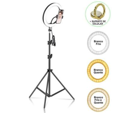 Imagem de Iluminador Ring Light 26 cm USB com tripé 2,10 metros + Suporte Celula