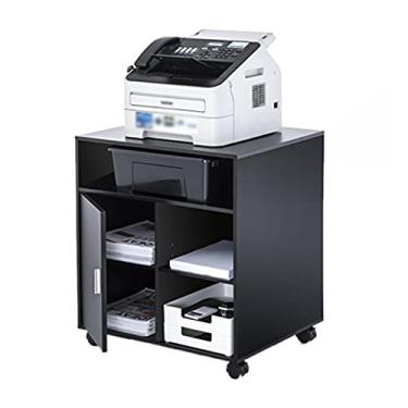 Imagem de Impressora de mesa de madeira Gabinete de armazenamento de arquivos de escritório armário baixo armário lateral com porta removível escritório embaixo da mesa suporte de impressora doméstica (cor