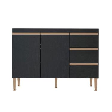 Imagem de Balcão Pia Cozinha Modulada Sabrina 120x52cm Mdp Menu Móveis Preto