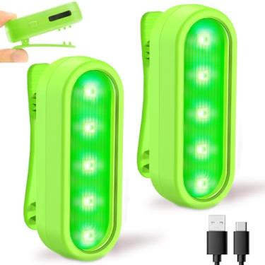 Imagem de Luzes de segurança LED para bicicleta, lanterna traseira de segurança para ciclismo vermelho brilhante/verde, recarregável por USB C, 4 opções de modos de luz para corredores, cães, barco, bicicleta,