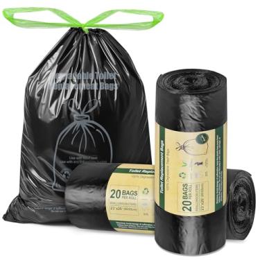 Imagem de BLIKA 40 sacos de substituição para vaso sanitário com cordão, 20 litros, 30 litros, resistentes 1,97 mil, sacos de compostagem de 20 litros, sacos de banheiro de acampamento para banheiro portátil