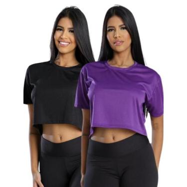 Imagem de Kit 2 Cropped Dry Feminino Blusa Camiseta Academia - Jinkingstore, Pre