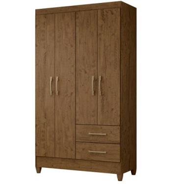 Imagem de Roupeiro Moval 4 Portas 2 Gavetas Chile, Castanho