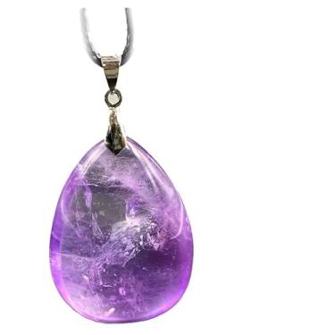 Imagem de Colar com pingente de quartzo ametista natural e pedra roxa para mulher e homem/71