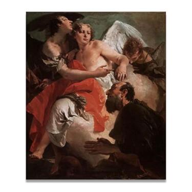 Imagem de Impressão em tela Tiepolo Giovanni Battista dos Três Anjos – Obra-prima rococó barroca, pintura escolar de Veneza, pintura a óleo decorativa para galeria doméstica 60 x 72 cm
