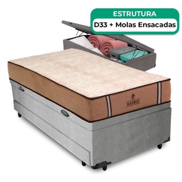 Imagem de Bicama Baú + Colchão Madrid Molas V-Store 78x188x72