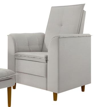 Imagem de Poltrona Decorativa Estofada Confortável Sala Miley Linho Cinza