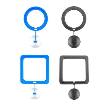 Imagem de 4 anéis de alimentação de aquário, estações de aquário, bandejas flutuantes de alimentos, alimentadores, acessórios circulares quadrados, alimentadores de comida de peixe, ventosas, preto, adequado