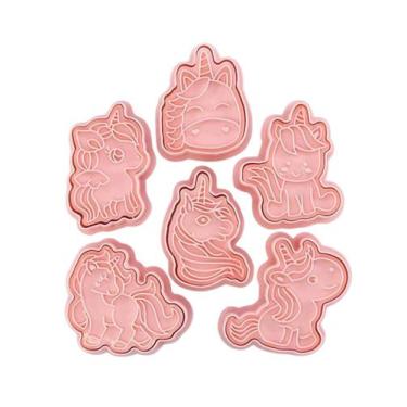 Imagem de Cortadores de Biscoitos e Massas Kit/6 Unidades Unicórnio - Genérica