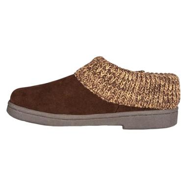 Imagem de Clarks Pantufa feminina de couro de camurça com gola de malha - forro de pele sintética de pelúcia, Marrom, 7