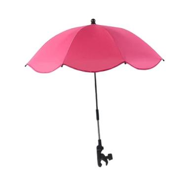 Imagem de WeiLaiKeQi Guarda-chuva com clipe para carrinho de bebê, cadeira de praia, guarda-chuva, suprimentos, guarda- da moda, sombra para plantas, jardim, atividades, Vermelho