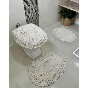Imagem de Jogo De Banheiro Em Crochê 3 Peças Vezinho Liso Artesanal - Croché Mar