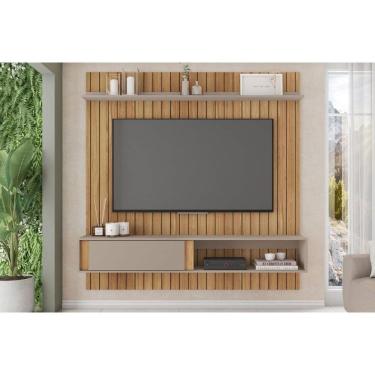 Imagem de Rack Bancada c/ Painel p/ TV até 65 Pol Boreal Ripada 180x183cm Buriti/Cacao - Caemmun