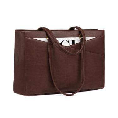 Imagem de Bolsa para laptop LOVEVOOK, bolsa de trabalho vintage de couro de 15,6