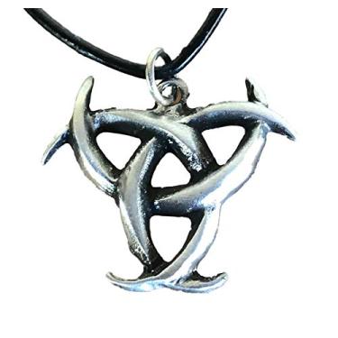 Imagem de Trilogy Jewelry Colar de couro com pingente pagão da deusa da lua tripla em estanho, Couro Peltre, Sem Pedra Preciosa