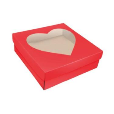 Imagem de Caixa Presente Quad 27x27x9cm C Tampa De Visor Coracao P Cv4 - Jr Indu