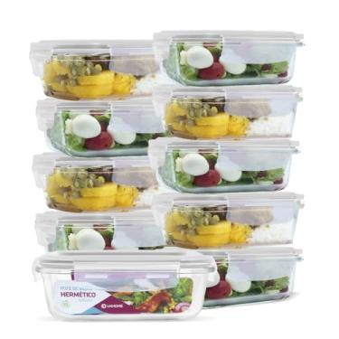 Imagem de Conjunto 10 Potes Vidro Hermético Marmita Mantimento 640ml
